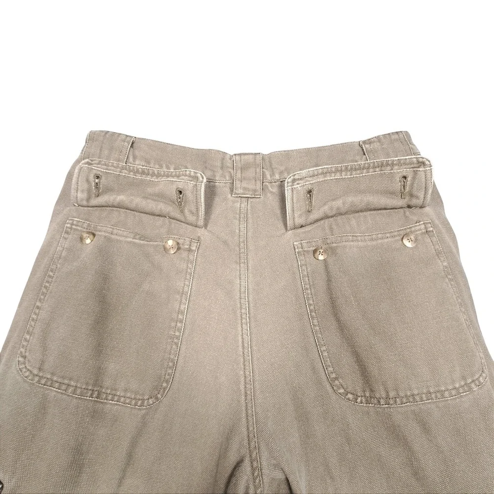 Cabelas Flannel Lined Cargo Pants Mens 34 Reg Khaki Tan Canvas Plaid Lined Work